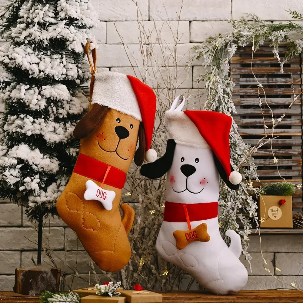 Christmas Stocking Hanging - Köpek kemik şekli noel çorap noel