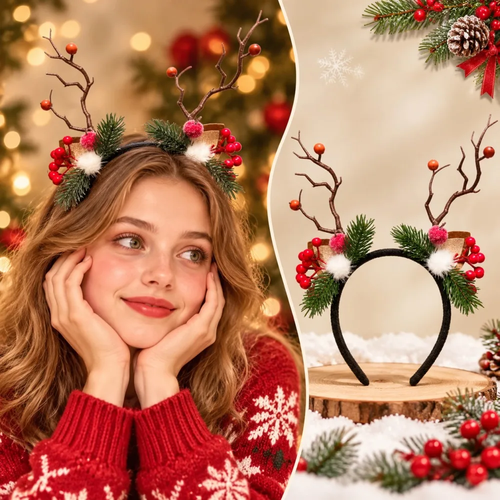 Reindeer Antlers Headband - Noel Geyiği Boynuzu Şeklinde Saç Bandı,