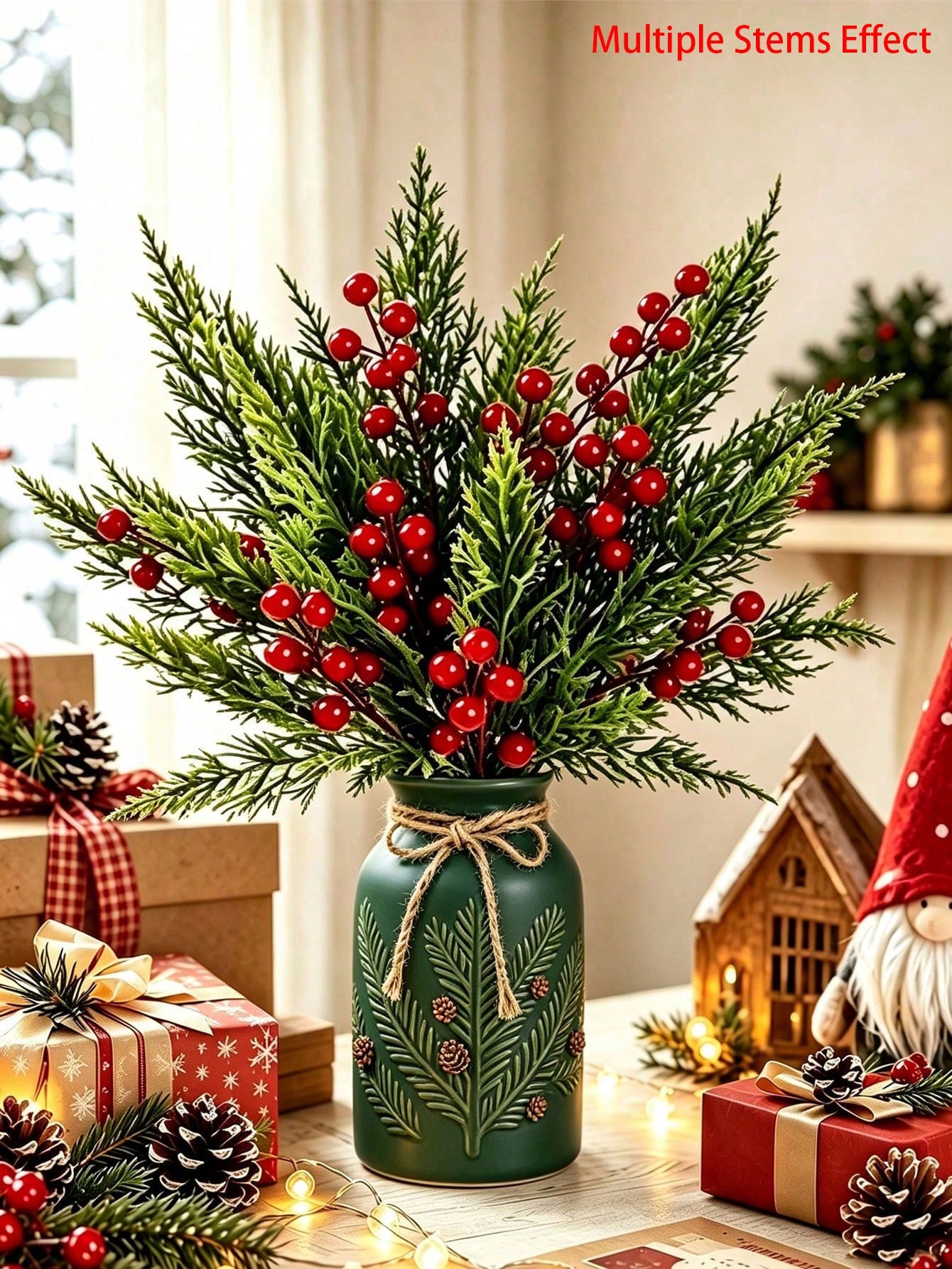 Christmas Tree Artificial - 20 adet Kırmızı Meyveli Yapay Çam